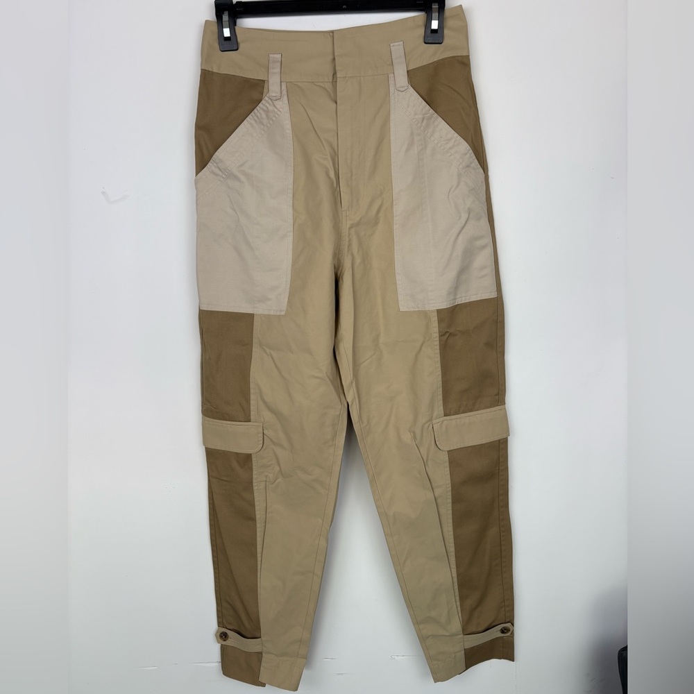 Frame Tonal Blocked Cargo Ankle Pants in Khaki Two-Tone/ Size XS
